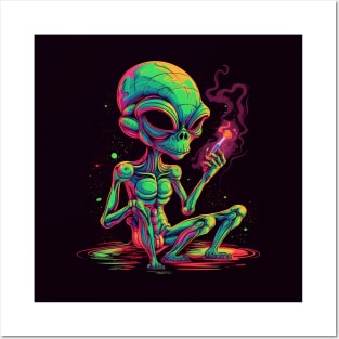 Smoking alien Posters and Art